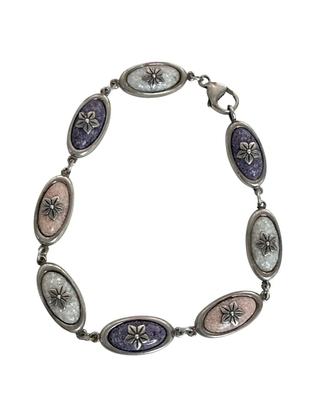 CCO Coleman Company Bracelet Sterling Silver 925 Pink Purple Gemstone 6''